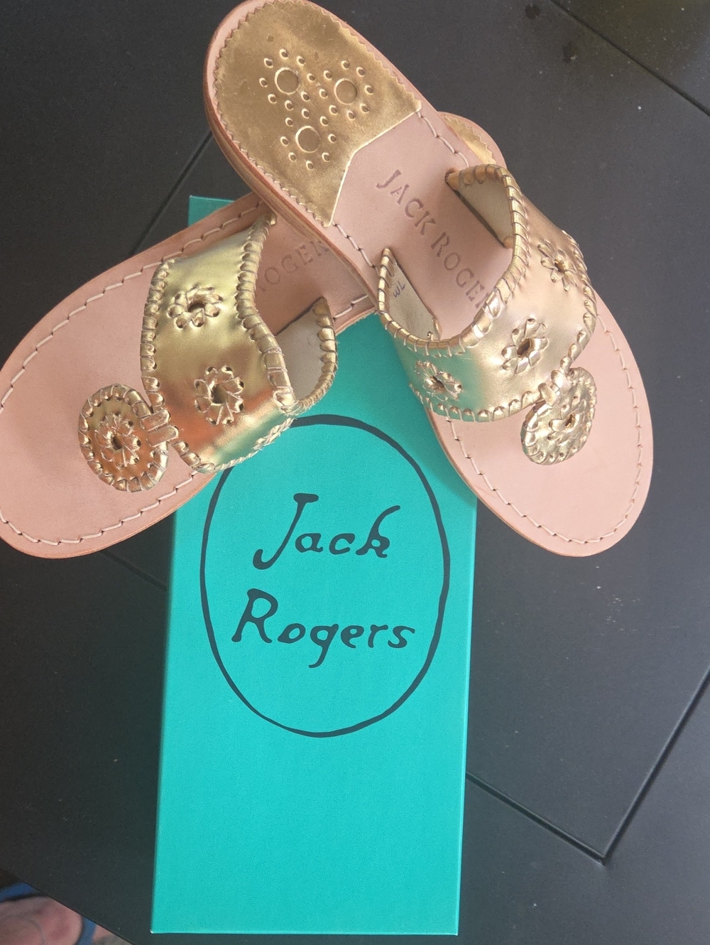 Jack Rogers Kids Metallic Gold Leather Sandals